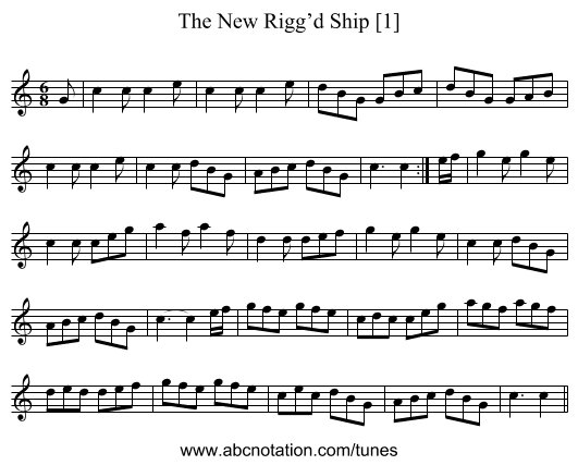New Rigg’d Ship [1], The - staff notation