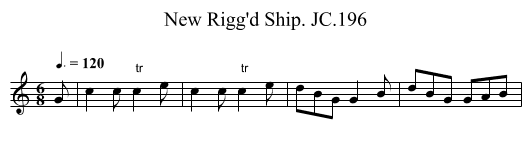 New Rigg'd Ship. JC.196 - staff notation