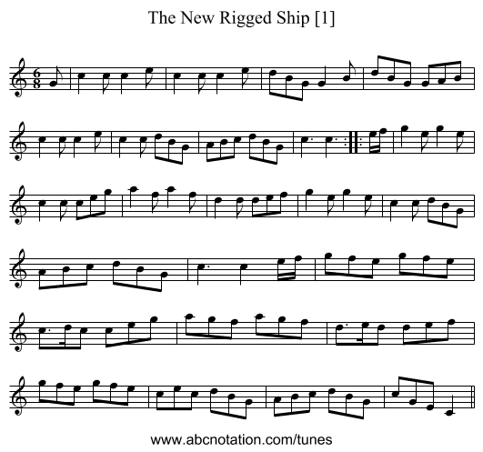 New Rigged Ship [1], The - staff notation