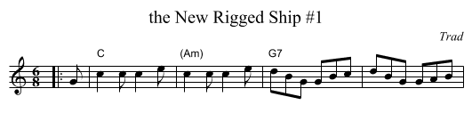 New Rigged Ship #1, the  - staff notation