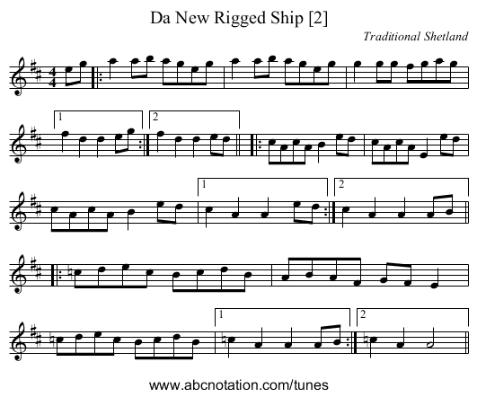 New Rigged Ship [2], Da - staff notation