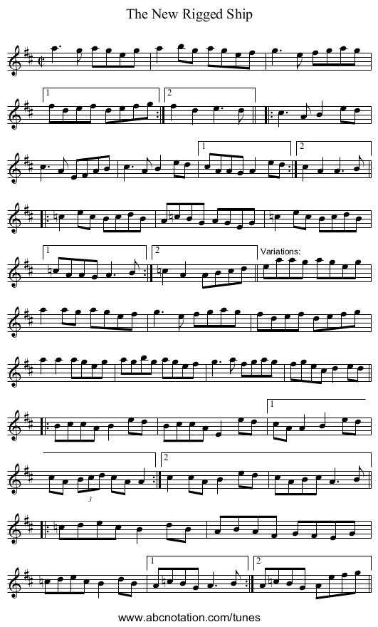 New Rigged Ship, The - staff notation