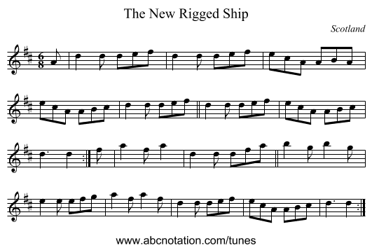 New Rigged Ship, The - staff notation