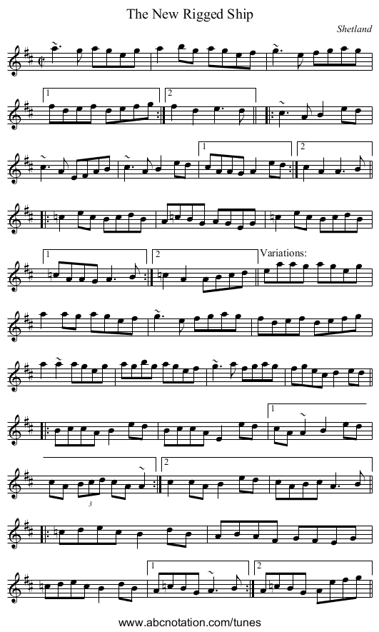 New Rigged Ship, The - staff notation