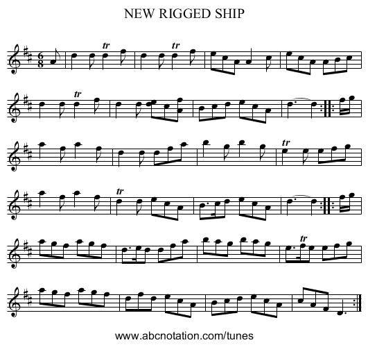 NEW RIGGED SHIP - staff notation