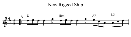 New Rigged Ship - staff notation