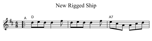 New Rigged Ship - staff notation
