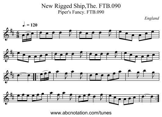 New Rigged Ship,The. FTB.090 - staff notation