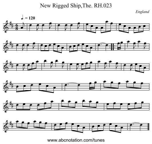 New Rigged Ship,The. RH.023 - staff notation