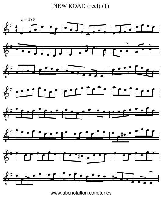 NEW ROAD (reel) (1) - staff notation