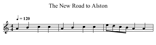 New Road to Alston, The - staff notation