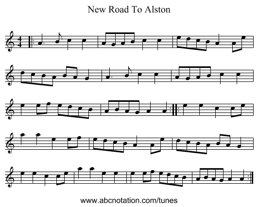 New Road To Alston - staff notation