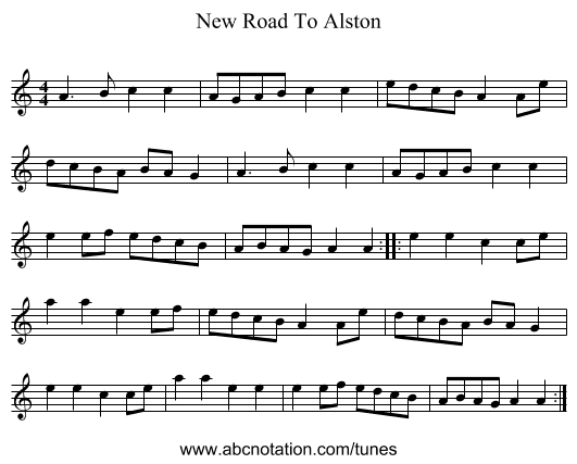 New Road To Alston - staff notation