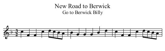 New Road to Berwick - staff notation