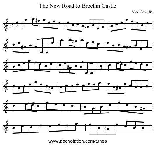 New Road to Brechin Castle, The - staff notation