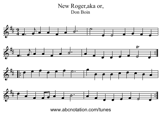 New Roger,aka or, - staff notation