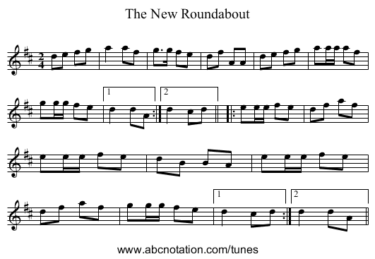 New Roundabout, The - staff notation