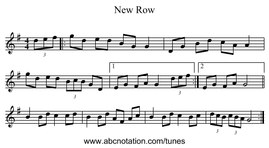 New Row - staff notation