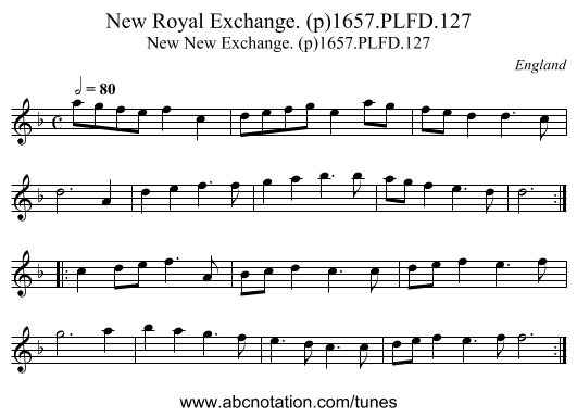 New Royal Exchange. (p)1657.PLFD.127 - staff notation