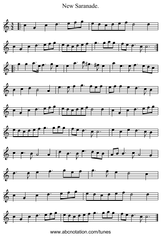 New Saranade. - staff notation