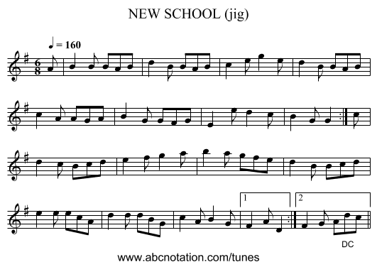 NEW SCHOOL (jig) - staff notation