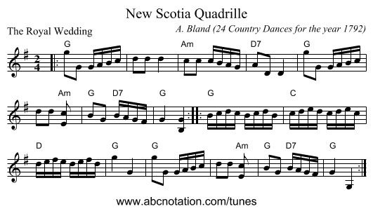 New Scotia Quadrille - staff notation