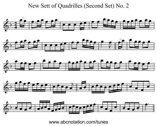 New Sett of Quadrilles (Second Set) No. 2 - staff notation