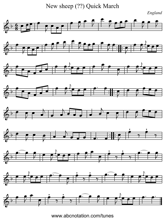 New sheep (??) Quick March - staff notation
