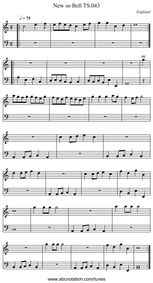 New so Bell TS.043 - staff notation