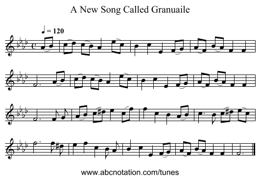 New Song Called Granuaile, A - staff notation