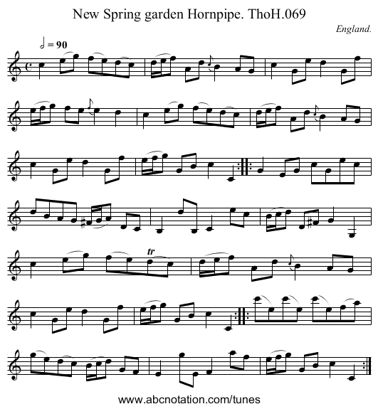 New Spring garden Hornpipe. ThoH.069 - staff notation