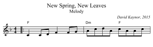 New Spring, New Leaves - staff notation