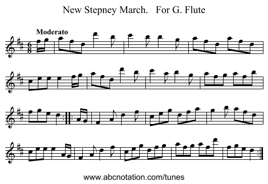 New Stepney March.   For G. Flute - staff notation