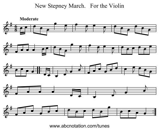 New Stepney March.   For the Violin - staff notation