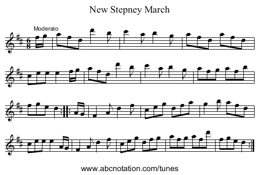 New Stepney March - staff notation