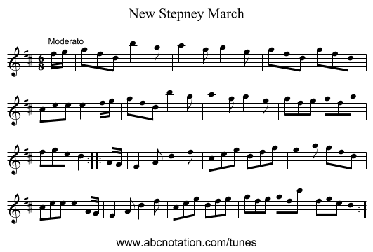 New Stepney March - staff notation
