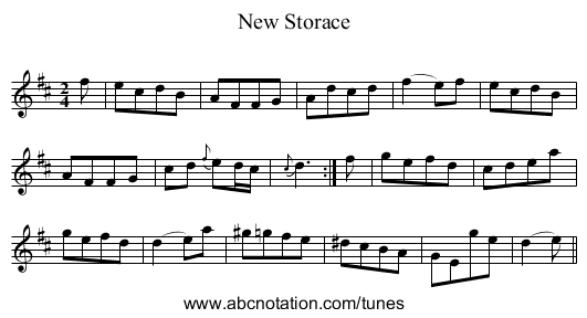New Storace - staff notation