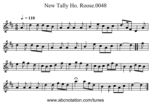 New Tally Ho. Roose.0048 - staff notation