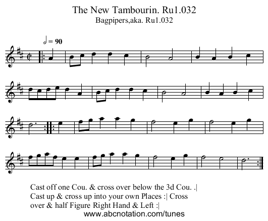 New Tambourin. Ru1.032, The - staff notation