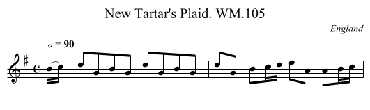 New Tartar's Plaid. WM.105 - staff notation