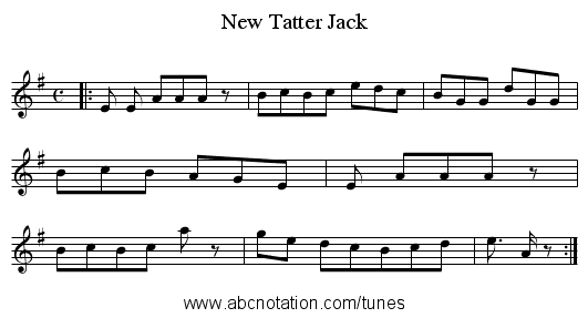 New Tatter Jack - staff notation