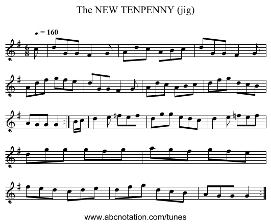 NEW TENPENNY (jig), The - staff notation