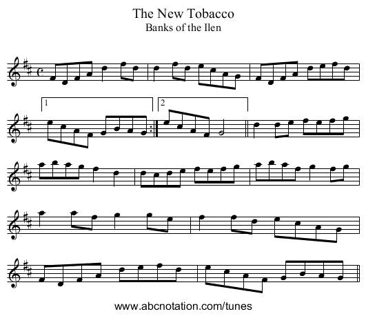 New Tobacco, The - staff notation