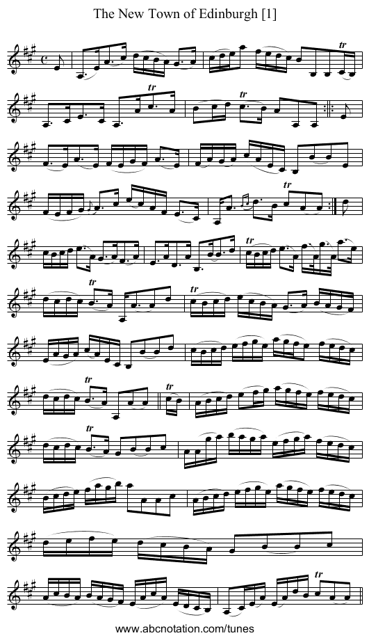 New Town of Edinburgh [1], The - staff notation