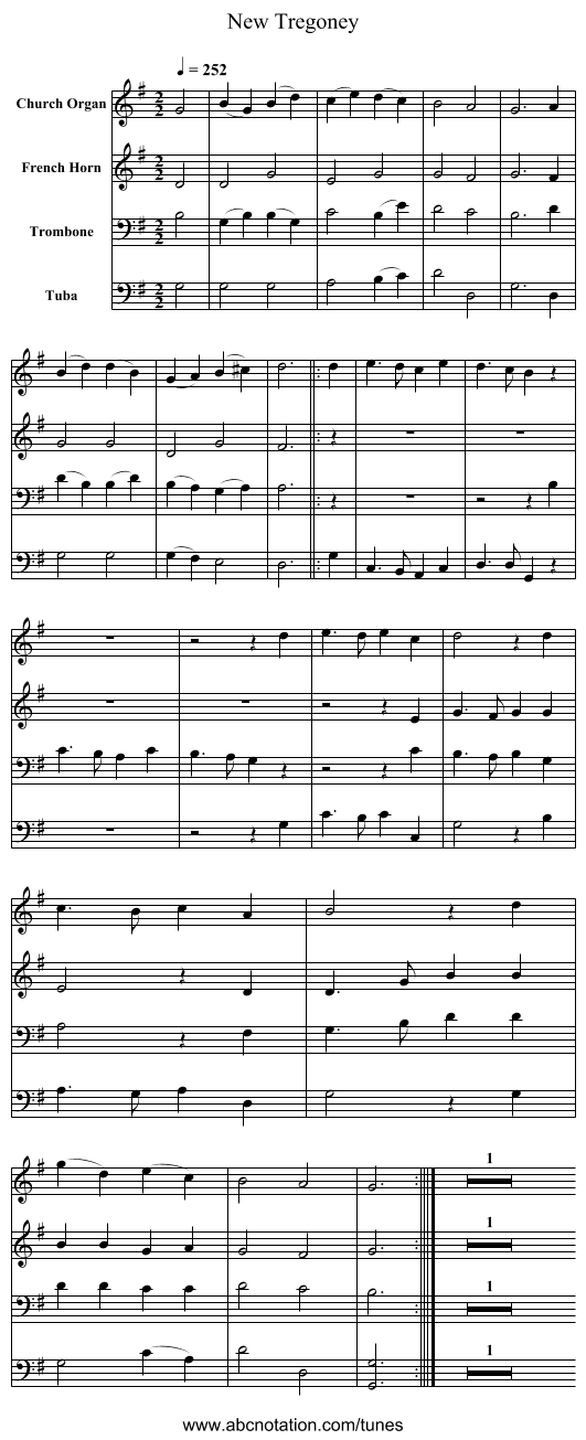 New Tregoney - staff notation