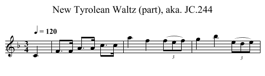 New Tyrolean Waltz (part), aka. JC.244 - staff notation