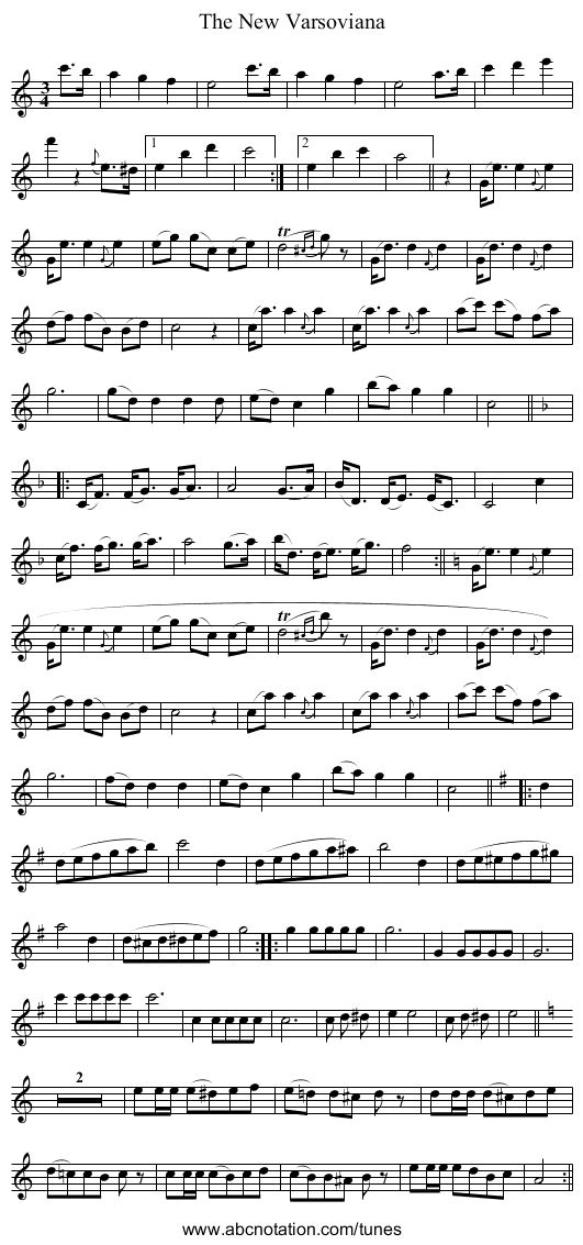 New Varsoviana, The - staff notation