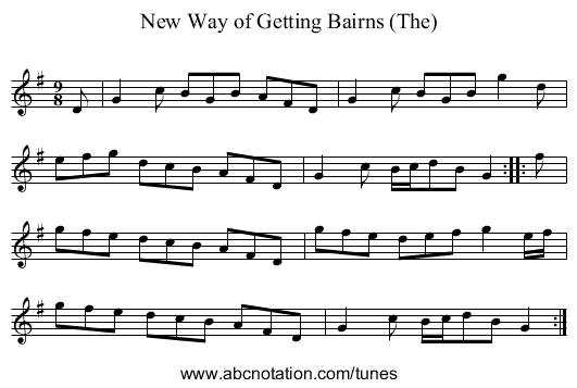 New Way of Getting Bairns (The) - staff notation