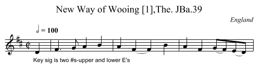 New Way of Wooing [1],The. JBa.39 - staff notation