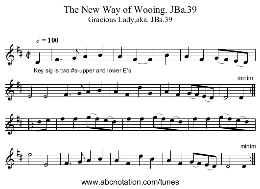 New Way of Wooing. JBa.39, The - staff notation